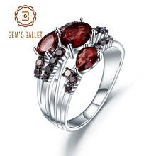 GEM'S BALLET, 1.95Ct, натуральный красный гранат, обручальное кольцо, кольца, 925 пробы, серебро, три камня, кольцо для женщин, хорошее ювелирное изделие 2024 - купить недорого