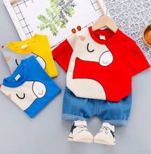 2021 Baby Boy Clothing Set Cute Summer T-Shirt Cartoon Children Girls Outwear Shorts Suit for Kids Outfit Denim Outfit 2024 - buy cheap