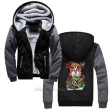 Princesa mononoke moletom com capuz ghibli, anime, masculino, inverno, mantém o calor, moletom harajuku streetwear 2024 - compre barato