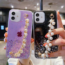 Funda de lujo con brazalete de perlas para Oppo Reno 4Z 4 Lite SE 5 3 Pro 2 Z 2Z 2F Ace, funda de teléfono con purpurina de cristal Oppo Reno 4Z 2024 - compra barato