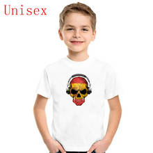 Dark Skull Deejay with Spanish Flag Printed girls clothes shirt High Quality Cotton Design for boys shirts kids summer clothes 2024 - buy cheap