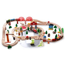 Conjunto de carrinho ferroviário de madeira para crianças, quebra-cabeça de madeira modelo educacional, carros pequenos de trilho, presente para meninos, brinquedos diy, 120 2024 - compre barato