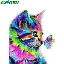 Раскраска маслом по номерам AZQSD «сделай сам», животное на холсте, украшение для дома, акриловая краска для раскрашивания по номерам, подарок для кошки ручной работы 2024 - купить недорого