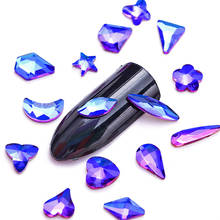 20 шт. синий вулканический модный K9 стразы стекло кристалл не горячей фиксации клей для страз на 20 форм для украшения ногтей B3709 2024 - купить недорого