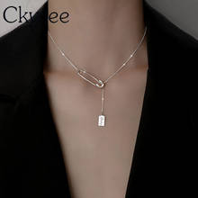 Ckysee Design 925 Sterling Silver Necklace Paperclip Pin Pendant Necklace For Fashion Women Girlfriend Simple Charms Silver Jew 2024 - buy cheap