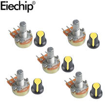 5pcs/lot WH148 Potentiometer with yellow Knob Cap Kit 15MM 3Pin 1K 2K 5K 10K 20K 50K 100K 250K 500K 1M Carbon Film Potentiometer 2024 - buy cheap