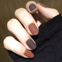 24pcs/box Oval Head Coffee Color Fake Matte Press On Nails Brown Ladies Fake Nails Short For Daily Wear acrylic nail products 2024 - купить недорого