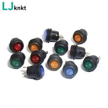 Interruptor redondo à prova d'água, 2 peças, 12v 220v com luz led, botão liga/desliga do painel de instrumentos para carros e embarcações