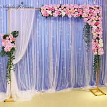 Arco de hierro forjado cuadrado para boda, soporte de fondo ajustable de oro blanco, velos de decoración de ceremonia, hilo de flores, estante de hierro ajustable 2024 - compra barato