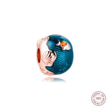 Pulseira pandora 2021 prata esterlina, "verão novo encaixe pandora bracelete 925 ondas de oceano brilhante & peixe amuletos para fazer joias kr8 2024 - compre barato