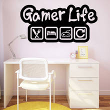 Quotes gamer life Vinyl Wall Sticker game room Decor Stikers Bedroom Nursery Decoration Wall Stickers Waterproof Wallpaper 2024 - buy cheap