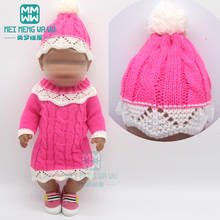 Ropa de muñeca a la moda, vestido suéter + sombrero para muñeca recién nacida de 43 cm, muñeca americana de 18 pulgadas, nuestra generación 2024 - compra barato