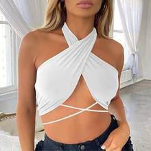 Sexy Halter Women Streetwear Corset Camisole Crop Top Fashion Solid Vest Summer Beach Vacation Slim Fit Basic Sleeveless Clothes 2024 - buy cheap