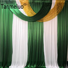 3mHx3mW Deep Green and Gold Sequin Swags Drapes Marriage Backdrop Curtain Stage Wall Decoration Baby Shower Decoracion Hogar 2024 - buy cheap