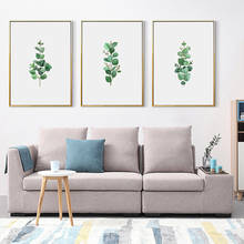 Pôster plantas plantas nórdicas verdes de eucalipto, folhas para parede, pintura em tela para cozinha, escandinavo, decoração para casa 2024 - compre barato