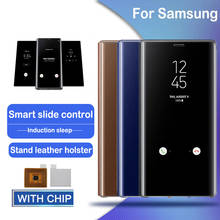 Умный зеркальный чехол с чипом для Samsung Galaxy S10 S9 S8 Plus, кожаный чехол-книжка для Samsung Note 9 8 10 S8 S9 S10 S20 S7 6 Edge 2024 - купить недорого