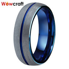 6mm Women Tungsten Wedding Ring Blue Plated with Center Groove Style Matte Surface Dome Band Comfort Fit 2024 - buy cheap