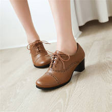 YQBTDL-zapatos de tacón alto con cordones, calzado de punta cuadrada, estilo romano, Oxford, marrón, negro, 10, 9, Otoño, 2020 2024 - compra barato