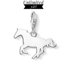 Pingente de cavalo 925 prata esterlina, acessório com pingente animal da moda diy pulseira colares caber mulheres homens 2024 - compre barato