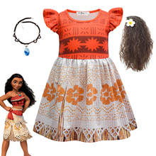 Girls Moana Costume for Kids Vaiana Princess Dress Clothes Necklace Wig Birthday Gifts for Baby Girl Halloween Cosplay Costumes 2024 - buy cheap