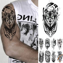 Waterproof Temporary Tattoo Sticker Green Eye Totem Wolf Flash Tattoos Death Lion Crown Body Art Arm Fake Tattoo Women Men 2024 - buy cheap