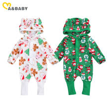 Ma & bebê 0-18m natal bebê menino menina macacão recém-nascido bebê quente manga longa com capuz macacão boneco de neve santa natal roupas 2024 - compre barato