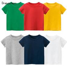 Новое поступление, летняя одежда для малышей Детская футболка для мальчиков и девочек, однотонная Повседневная футболка с круглым вырезом и короткими рукавами мягкий пуловер 2024 - купить недорого