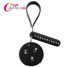 Silicone Car Key Fob Cover Case Key Chain Phone Number Keychain for Benz Smart City Roadster Fortwo Key Holder Cover Car Styling 2024 - buy cheap