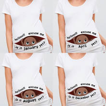 Excuse Me Is It January Yet 12 Monthes Summer Maternity Pregnancy T Shirt Women Tee Black Baby Print Pregnant Clothes 2024 - купить недорого