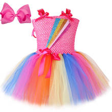 Vestidos de fiesta de cumpleaños de arcoíris para niños, tul con lazo, moda de arcoíris, tutú, ropa de verano, novedad de 2021 2024 - compra barato