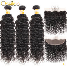 Water pacotes de cabelo humano com renda frontal, enfeites de cabelo brasileiro, com fecho, baixa proporção de ondas 2024 - compre barato