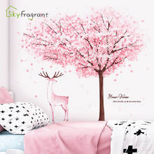 Ins Pink Cherry Tree Blossom Fairy Self-adhesive Bedroom Decor Stickers Background Wall Sticker Home Decoration Kids Room Decor 2024 - buy cheap