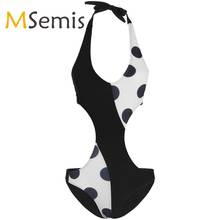 Womens Monikini Swimsuits Polka Dot One Piece Swimwear Halter Neck Backless Padded Push Up Beachwear Female Bathing Suit Clothes 2024 - buy cheap