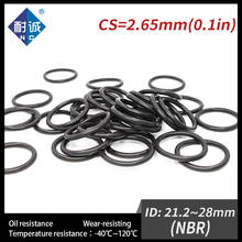 Junta tórica de goma negra, NBR CS2.65mm ID21.2/22,4/23,6/25/25.8/26.5/28mm, resistente al agua y al aceite, 10 unids/lote 2024 - compra barato