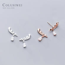 Colusiwei Authentic 925 Sterling Silver Shiny Clear CZ Feather Water Drop Sutd Earrings for Women Fine Silver Earrings Jewelry 2024 - buy cheap