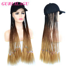 GURUILAGU Synthetic Wig Color T1B/33/27 Braided Box Braids Wig with Hat Heat Resistant Fiber Synthetic Hair Ombre Wig Long 2024 - buy cheap