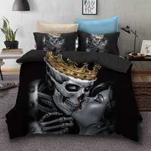 Couples Skull Happy Halloween Beding Set 3D Sugar Skull Pillowcase Duvet Cover Comforter Bedding Sets King Bed Linen dropship 2024 - buy cheap