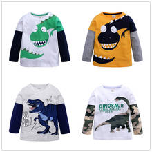 Детские рубашки, футболка для детей, для девочек, мальчиков, рубашка для мальчиков, детский хлопковый топ с динозавром для детей, одежда с героями мультфильмов 2024 - купить недорого