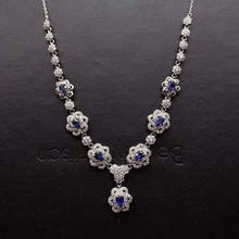 Collar de cadena de diseño floral para mujer, de Plata de Ley 925 con zafiro de 7 gemas naturales, joyería fina de moda para mujer, MeiBaPJFS 2024 - compra barato