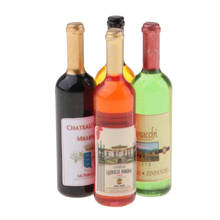 4 Wine Bottles Champagne Bottles for 1/12 Dollhouse Wine Cabinet Ornament 2024 - buy cheap