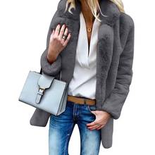 Fluffy Artificial Fleece Casual Outerwear Long Sleeve Women Winter Coat Party Faux Fur Lapel Neck Warm Teddy Bear Daily Soft 2024 - buy cheap