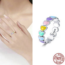 Anéis femininos de arco-íris wostu prata 925, anéis luxuosos originais de alta qualidade para festa de casamento, joias finas para presente 2024 - compre barato