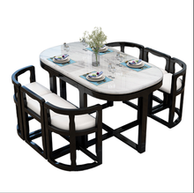 Mesa redonda de mármol para el hogar, mesa de comedor de madera maciza, simple, moderna, pequeña, familiar, invisible 2024 - compra barato