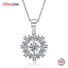 TONGZHE 925 Sterling Silver Sun Flower Pendant Fashion Necklaces for Women 2019 Statement Boho AAA Zircon Choker Necklace 2024 - buy cheap
