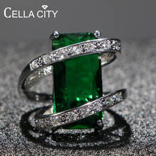 Cellacity Rectangle Emerald Ring for Women Trendy Silver 925 Jewelry with Gemstones Geometry Anniversary Party Rings Wholesale 2024 - buy cheap