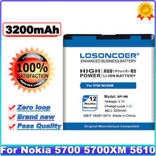 LOSONCOER 3200mAh BP-5M High quality battery For Nokia 5700 5700XM 5610 5610XM 7390 6500s 6110n 6220c 8600 battery 2024 - buy cheap