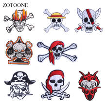 ZOTOONE Pirate Patches Cool Skull Stickers Diy Iron on Clothes Heat Transfer Applique Embroidered Applications Cloth Fabric G 2024 - buy cheap