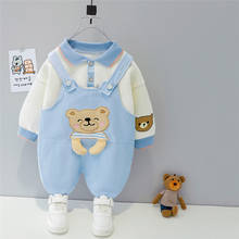 2021 Autumn Baby Boys Girls Clothing Sets Toddler Infant Casual Clothes Bear T Shirt Overalls Children Kids Vacation Clothes 2024 - buy cheap