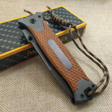 Cuchillo de hoja plegable para caza al aire libre, herramienta de utilidad táctica de bolsillo, mango marrón G10, para supervivencia y caza 2024 - compra barato