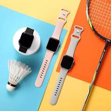 Ремешок силиконовый для Apple Watch Band 44 мм 40 мм 38 мм 42 мм, резиновый мягкий спортивный браслет для смарт-часов IWatch Series Se 6 5 4 2024 - купить недорого